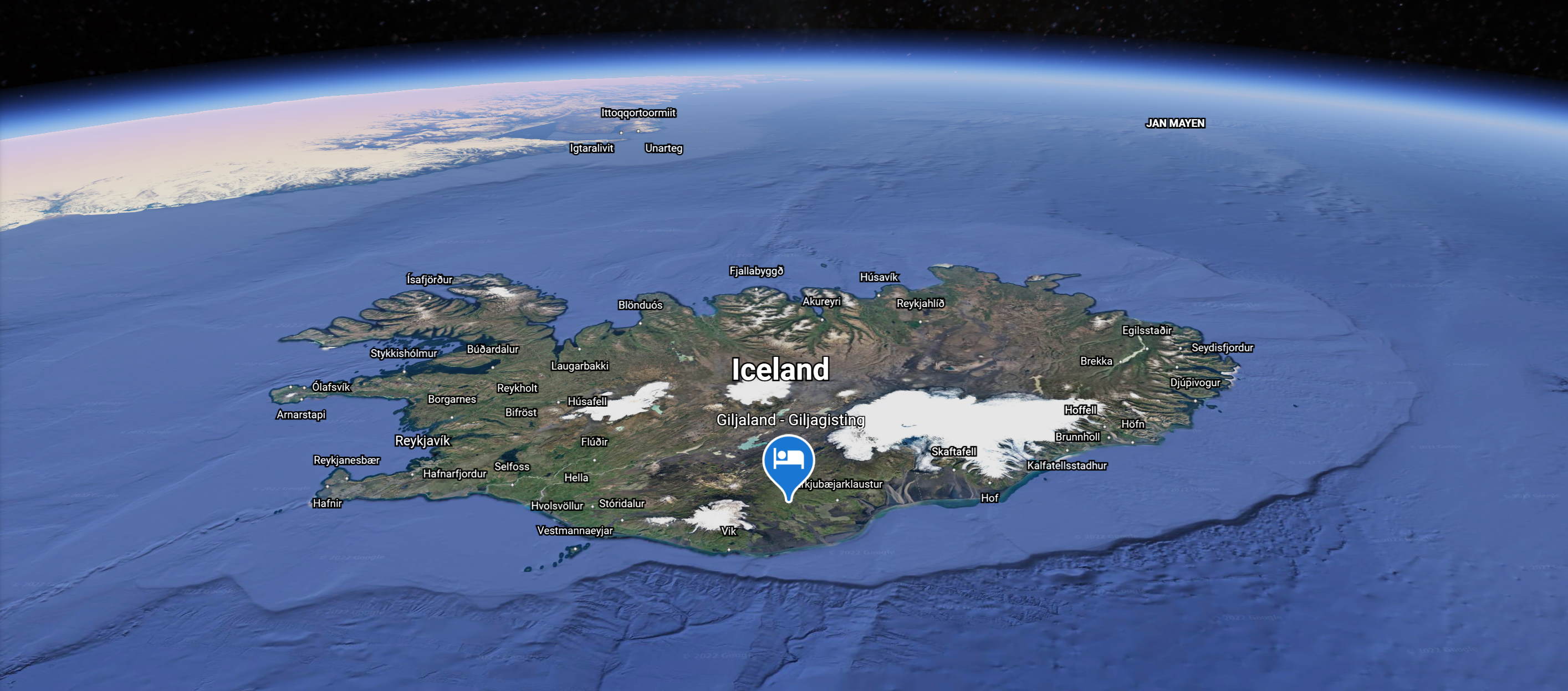 Giljaland location on Google Earth